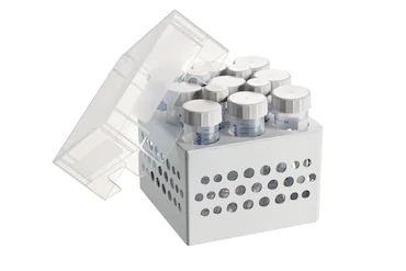 艾本德儲(chǔ)存盒 3 × 3, 可放置 9  個(gè) 50  mL 試管和 4  個(gè) 15  mL 試管，2  件，高 127  mm，5  英寸，聚丙烯材料，可耐受最低 -86  °C，高溫高壓滅菌，帶蓋子